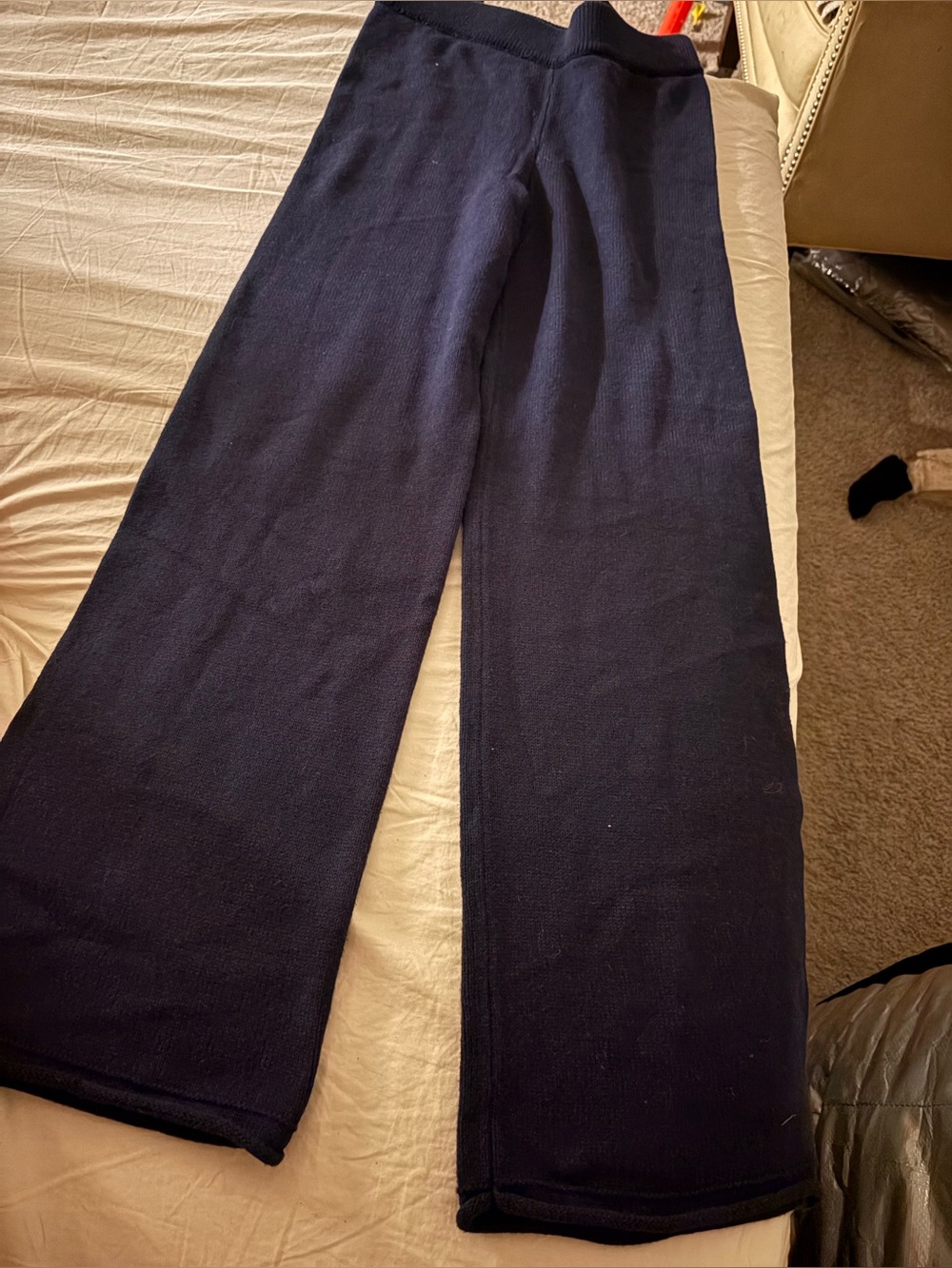 Pink Rose Navy Wide-Leg Knit Joggers